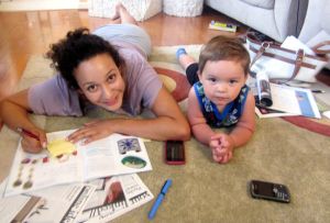 When my little Tyler comes in the studio, he wants to work too!