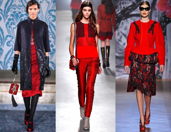 Red is blazing through international fashion weeks this fall! (Photo courtesy of Accessories Magazine).